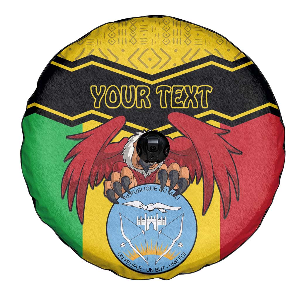 Personalised Mali Spare Tire Cover Vulture With Coat Of Arms Bogolan Pattern - Wonder Print Shop