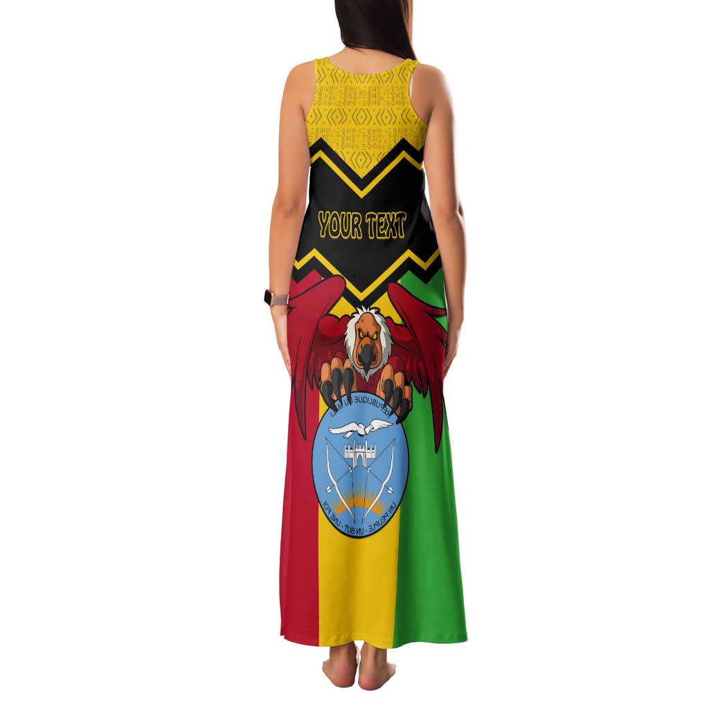 Personalised Mali Tank Maxi Dress Vulture With Coat Of Arms Bogolan Pattern - Wonder Print Shop