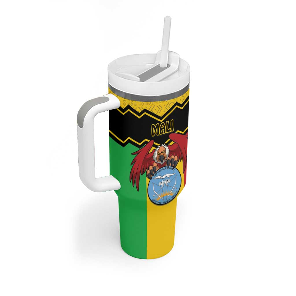 Personalised Mali Tumbler With Handle Vulture With Coat Of Arms Bogolan Pattern - Wonder Print Shop