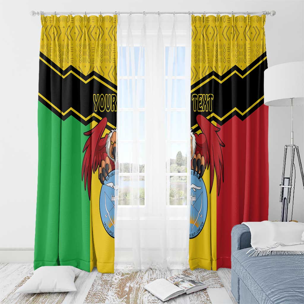 Personalised Mali Window Curtain Vulture With Coat Of Arms Bogolan Pattern - Wonder Print Shop