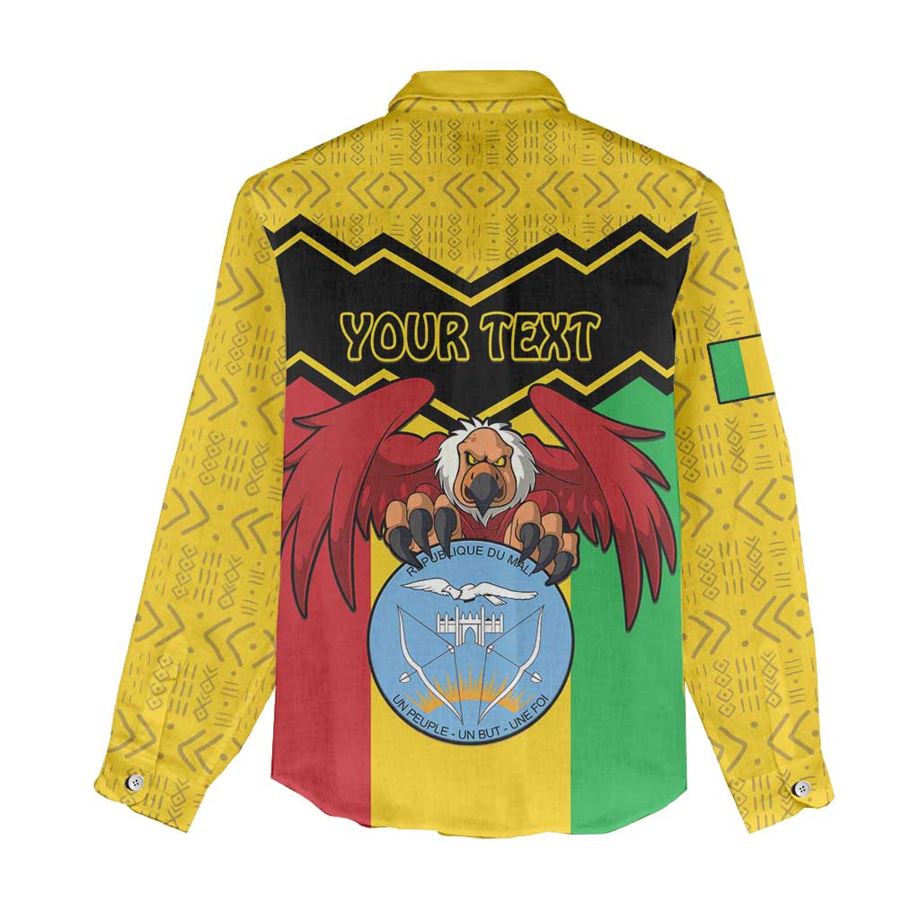 Personalised Mali Women Casual Shirt Vulture With Coat Of Arms Bogolan Pattern - Wonder Print Shop