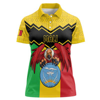Personalised Mali Women Polo Shirt Vulture With Coat Of Arms Bogolan Pattern - Wonder Print Shop