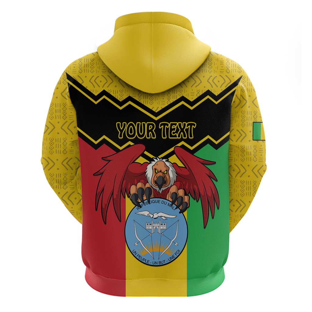 Personalised Mali Zip Hoodie Vulture With Coat Of Arms Bogolan Pattern - Wonder Print Shop