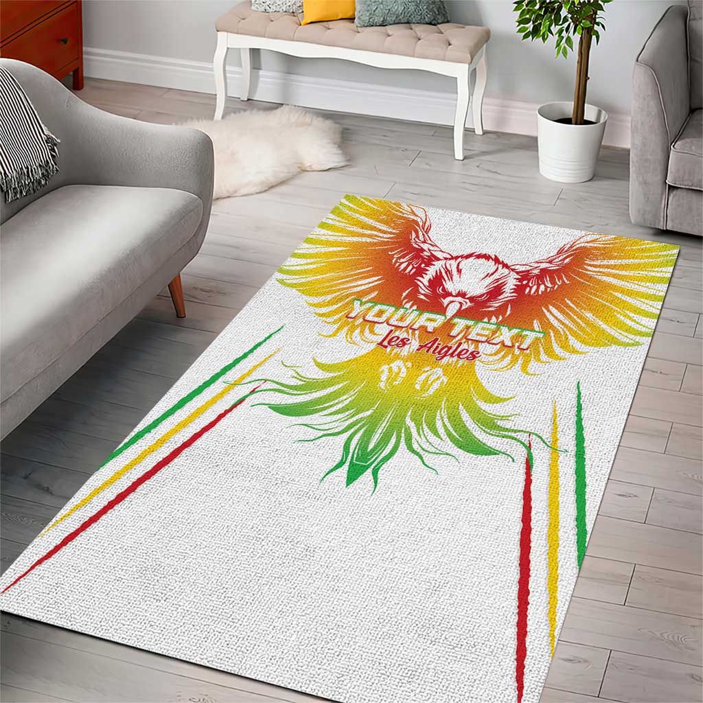 Custom Mali Football Area Rug Go Les Aigles White Color