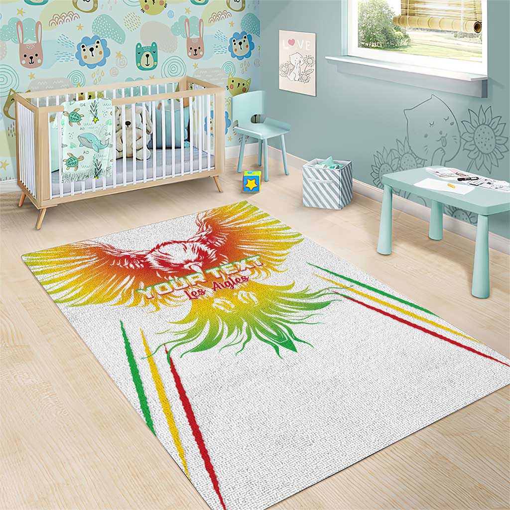 Custom Mali Football Area Rug Go Les Aigles White Color