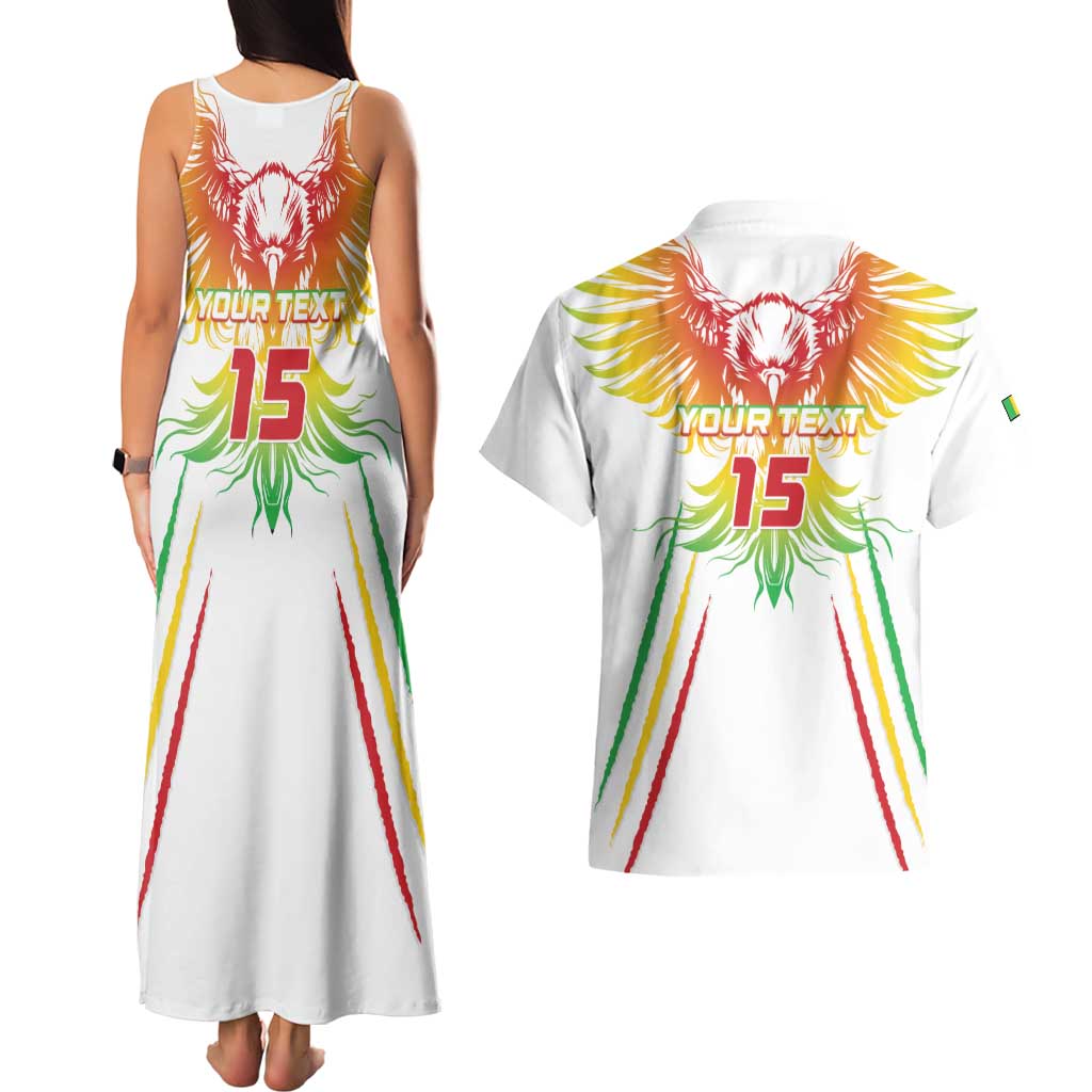 Custom Mali Football Couples Matching Tank Maxi Dress and Hawaiian Shirt Go Les Aigles White Color