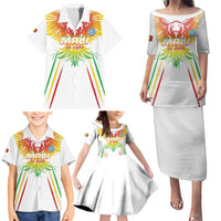 Custom Mali Football Family Matching Puletasi and Hawaiian Shirt Go Les Aigles White Color