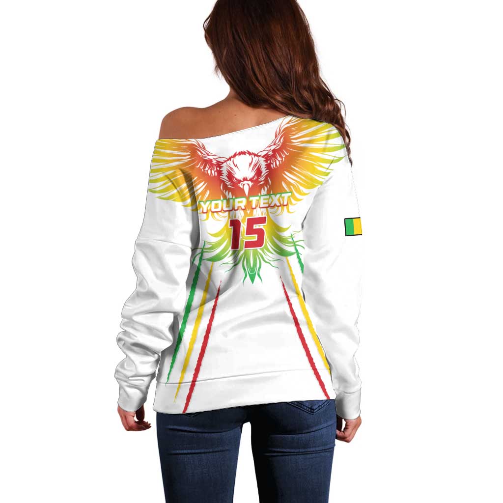 Custom Mali Football Off Shoulder Sweater Go Les Aigles White Color - Wonder Print Shop