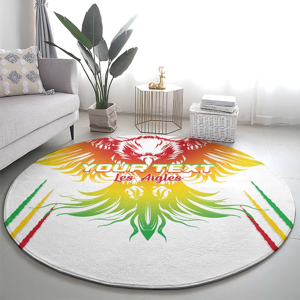 Custom Mali Football Round Carpet Go Les Aigles White Color - Wonder Print Shop