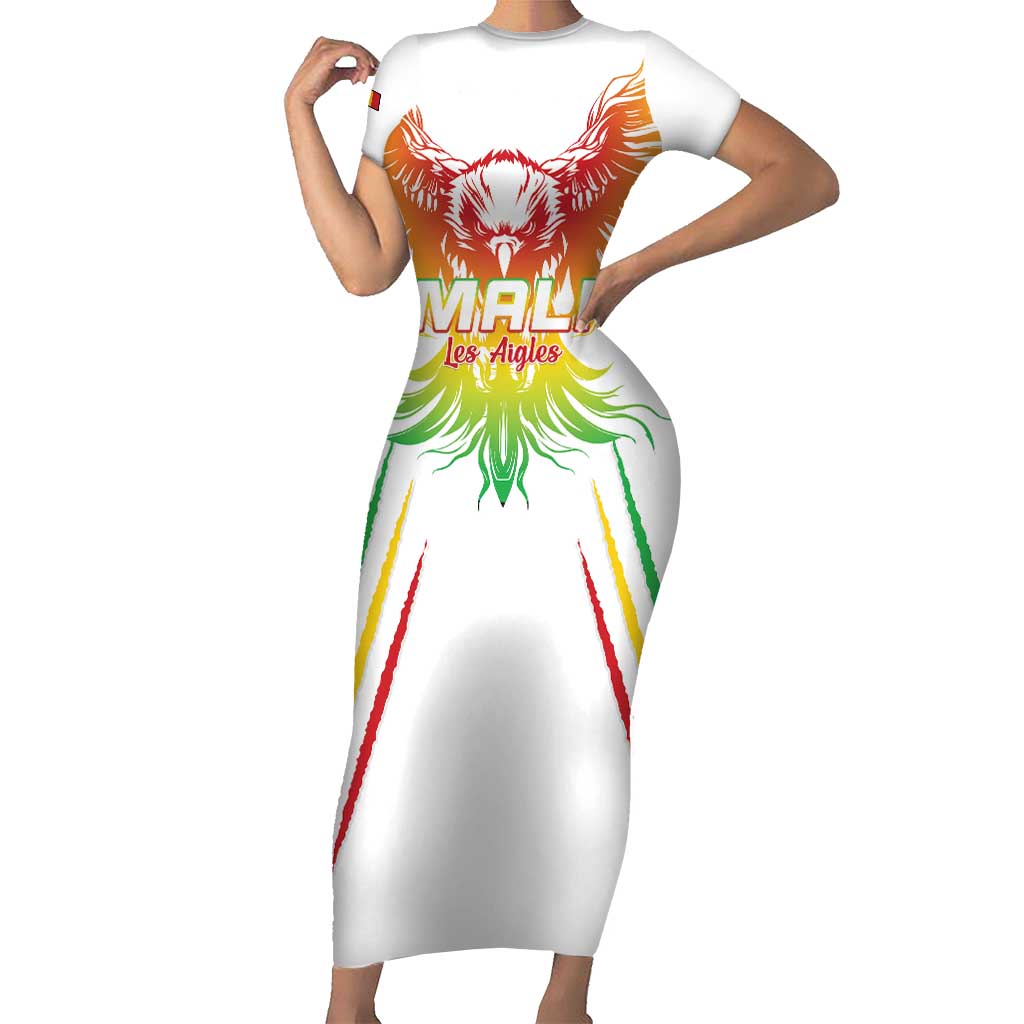 Custom Mali Football Short Sleeve Bodycon Dress Go Les Aigles White Color - Wonder Print Shop