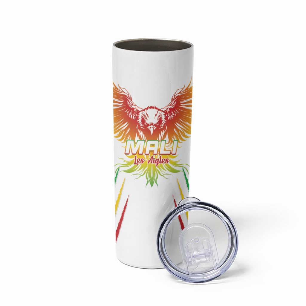 Custom Mali Football Skinny Tumbler Go Les Aigles White Color - Wonder Print Shop