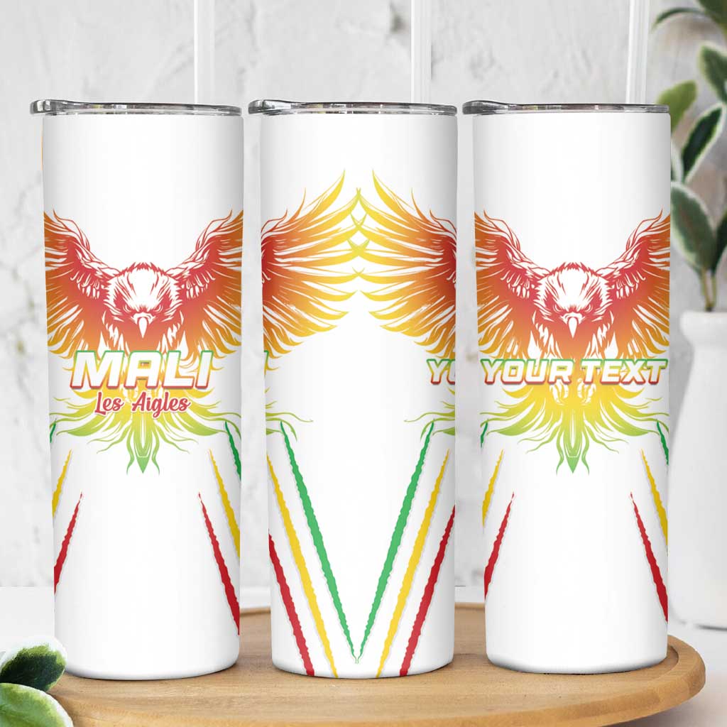 Custom Mali Football Skinny Tumbler Go Les Aigles White Color - Wonder Print Shop