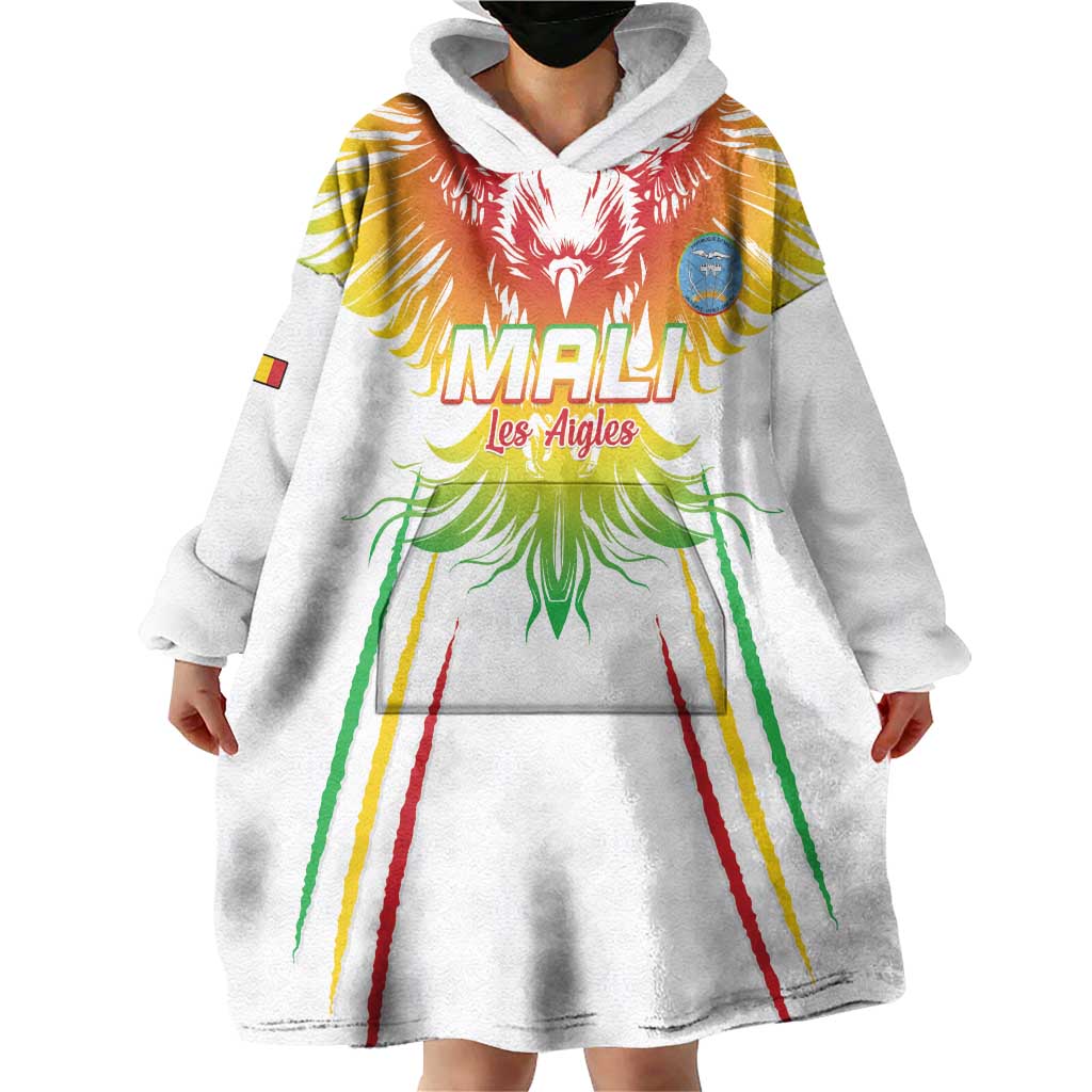 Custom Mali Football Wearable Blanket Hoodie Go Les Aigles White Color - Wonder Print Shop