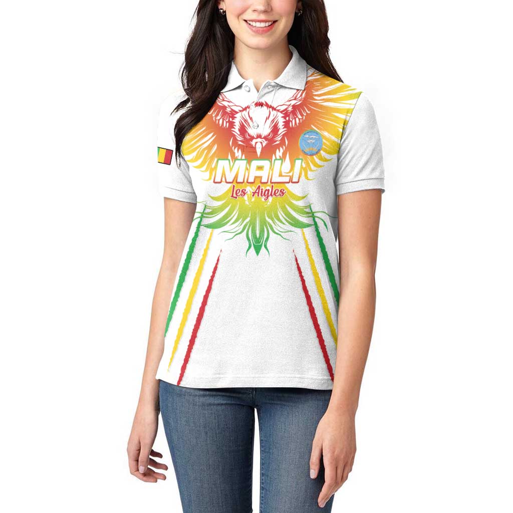 Custom Mali Football Women Polo Shirt Go Les Aigles White Color - Wonder Print Shop