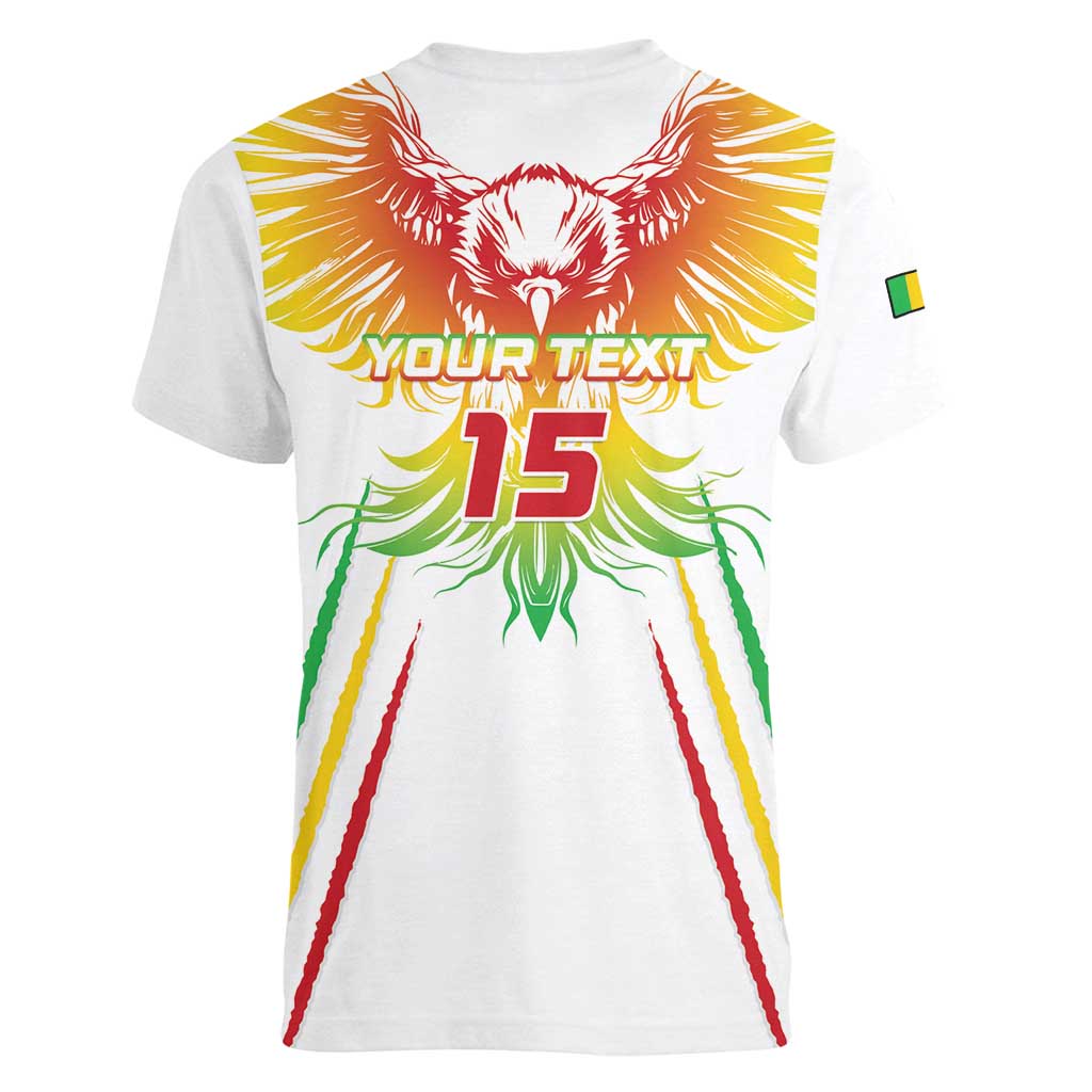 Custom Mali Football Women V-Neck T-Shirt Go Les Aigles White Color - Wonder Print Shop