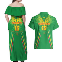 Custom Mali Football Couples Matching Off Shoulder Maxi Dress and Hawaiian Shirt Go Les Aigles Green Color