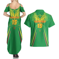 Custom Mali Football Couples Matching Summer Maxi Dress and Hawaiian Shirt Go Les Aigles Green Color