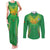 Custom Mali Football Couples Matching Tank Maxi Dress and Long Sleeve Button Shirt Go Les Aigles Green Color