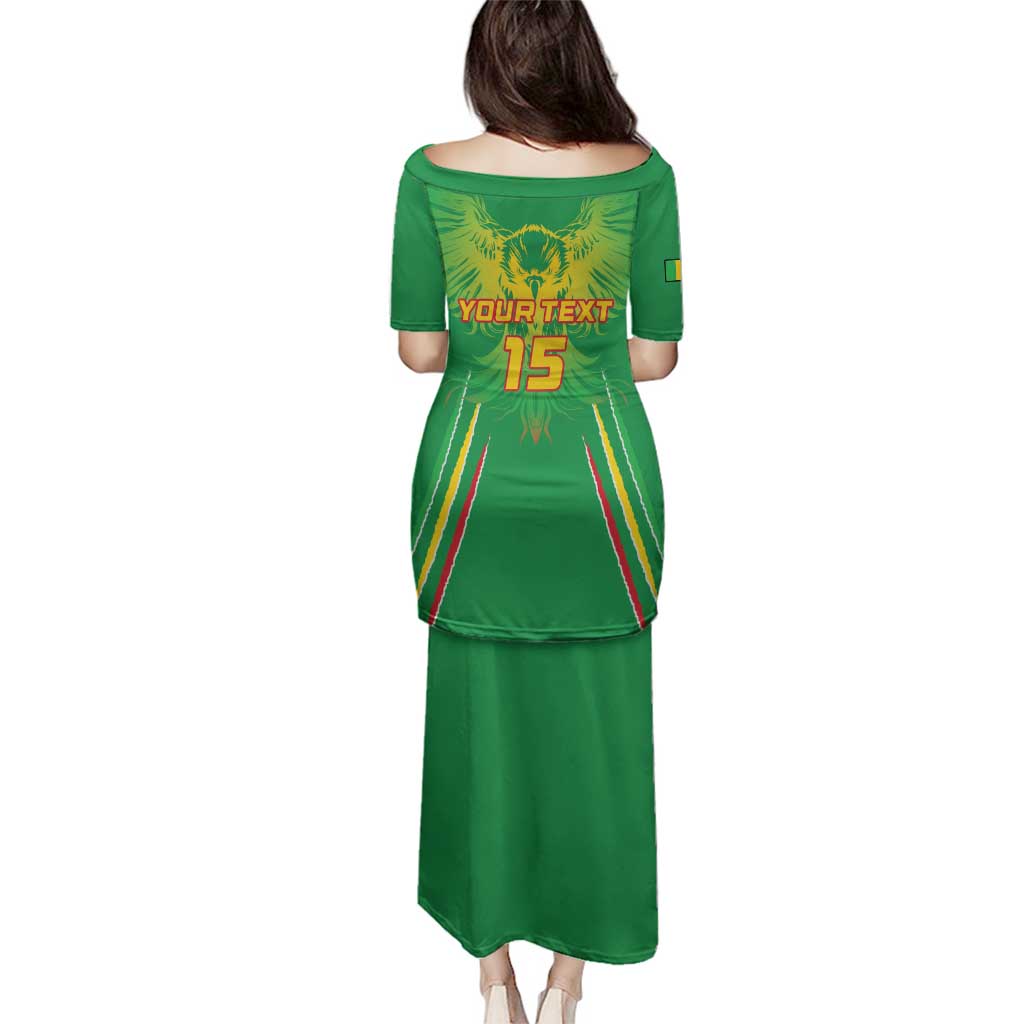 Custom Mali Football Family Matching Puletasi and Hawaiian Shirt Go Les Aigles Green Color