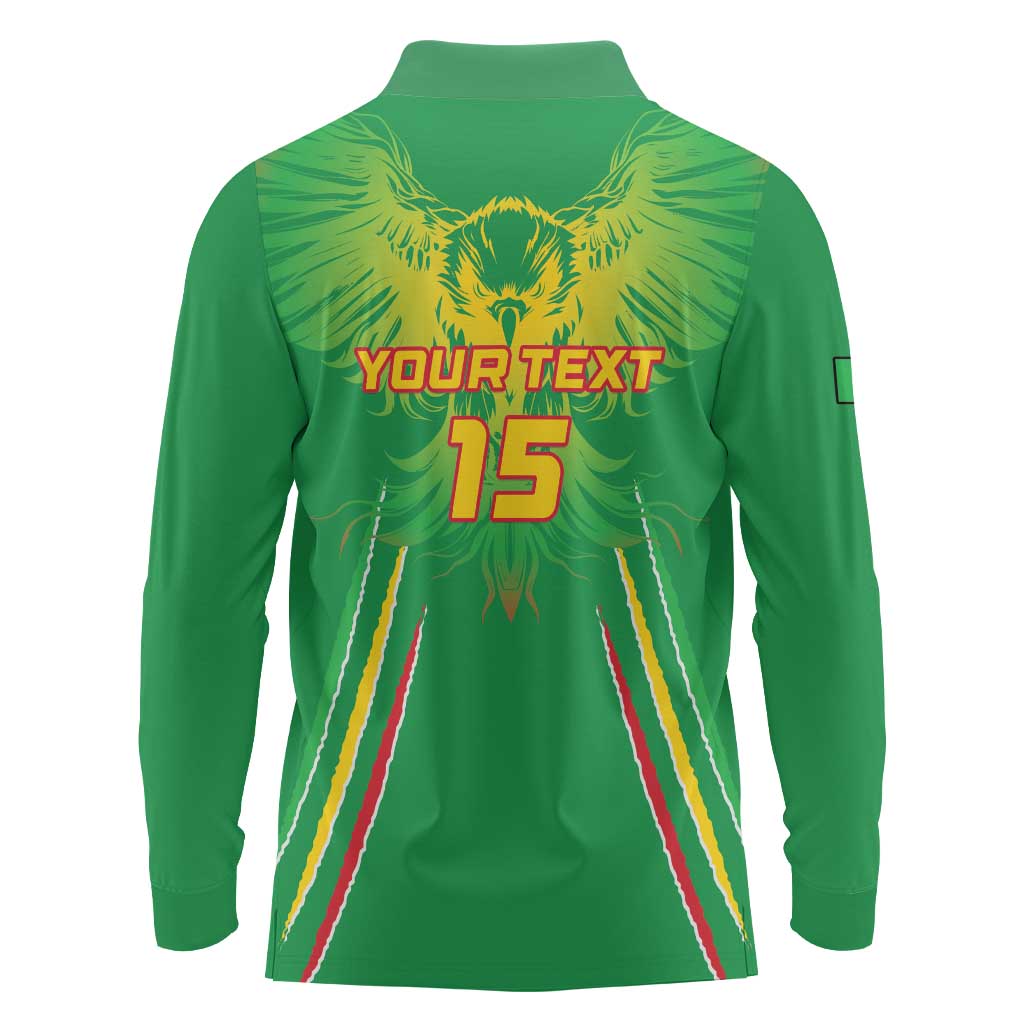 Custom Mali Football Long Sleeve Polo Shirt Go Les Aigles Green Color - Wonder Print Shop