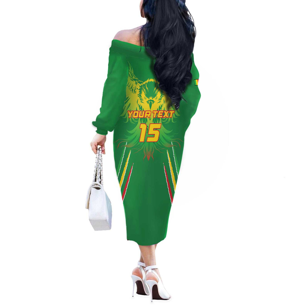 Custom Mali Football Off The Shoulder Long Sleeve Dress Go Les Aigles Green Color - Wonder Print Shop