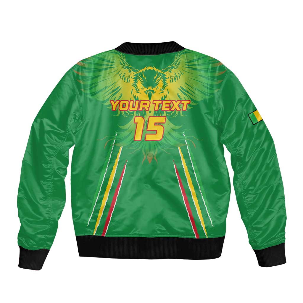 Custom Mali Football Sleeve Zip Bomber Jacket Go Les Aigles Green Color - Wonder Print Shop