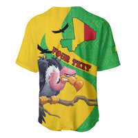 Personalised Mali Baseball Jersey Vulture With Flag Map Bogolan Pattern