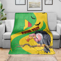 Personalised Mali Blanket Vulture With Flag Map Bogolan Pattern