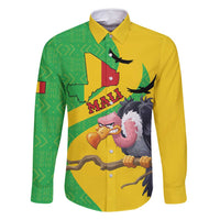 Personalised Mali Family Matching Long Sleeve Bodycon Dress and Hawaiian Shirt Vulture With Flag Map Bogolan Pattern