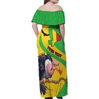 Personalised Mali Family Matching Off Shoulder Maxi Dress and Hawaiian Shirt Vulture With Flag Map Bogolan Pattern