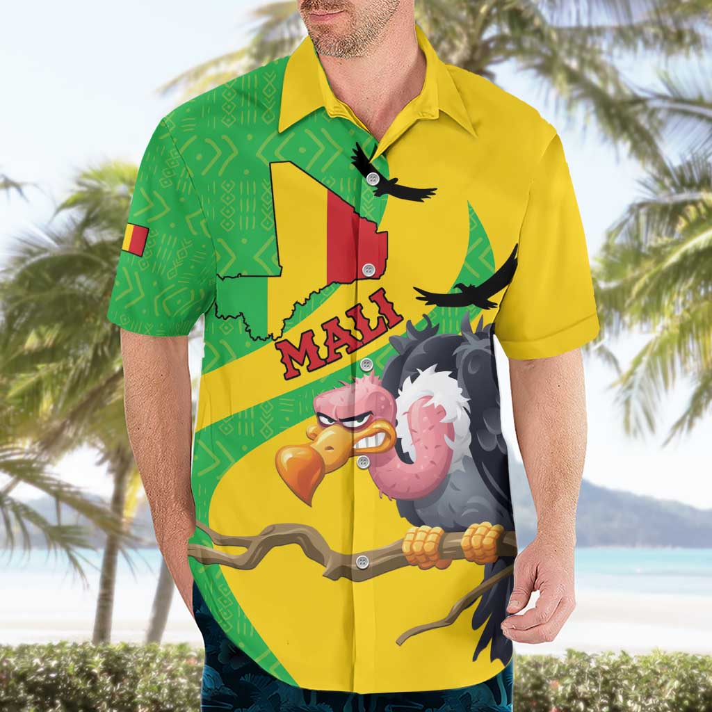 Personalised Mali Hawaiian Shirt Vulture With Flag Map Bogolan Pattern - Wonder Print Shop