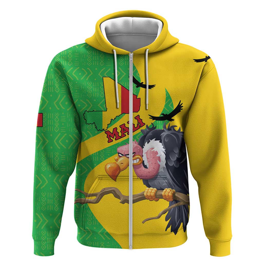 Personalised Mali Hoodie Vulture With Flag Map Bogolan Pattern - Wonder Print Shop