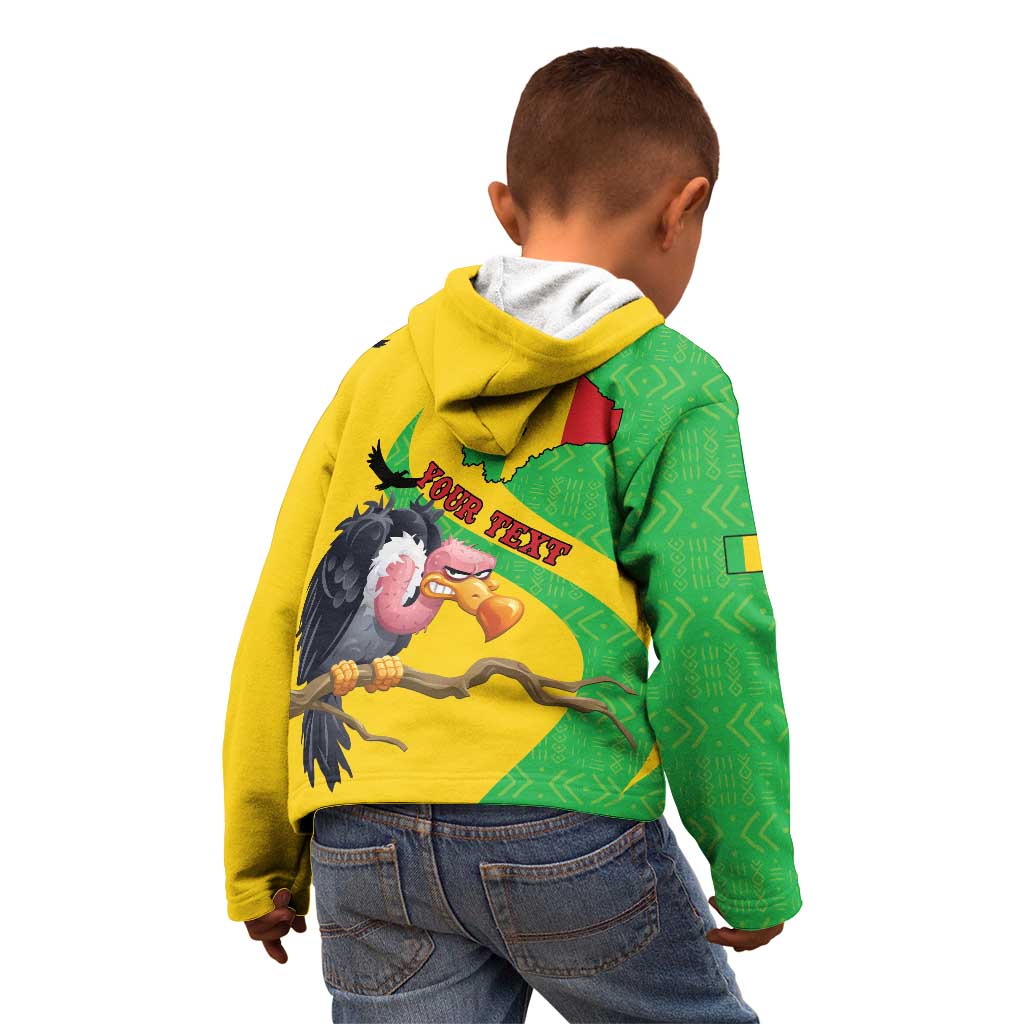 Personalised Mali Kid Hoodie Vulture With Flag Map Bogolan Pattern - Wonder Print Shop