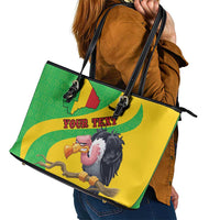 Personalised Mali Leather Tote Bag Vulture With Flag Map Bogolan Pattern