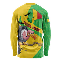 Personalised Mali Long Sleeve Shirt Vulture With Flag Map Bogolan Pattern - Wonder Print Shop
