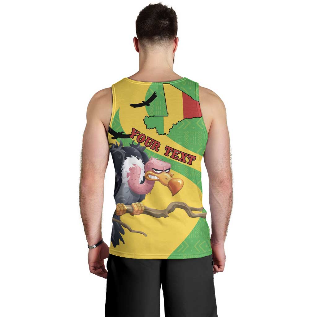 Personalised Mali Men Tank Top Vulture With Flag Map Bogolan Pattern - Wonder Print Shop