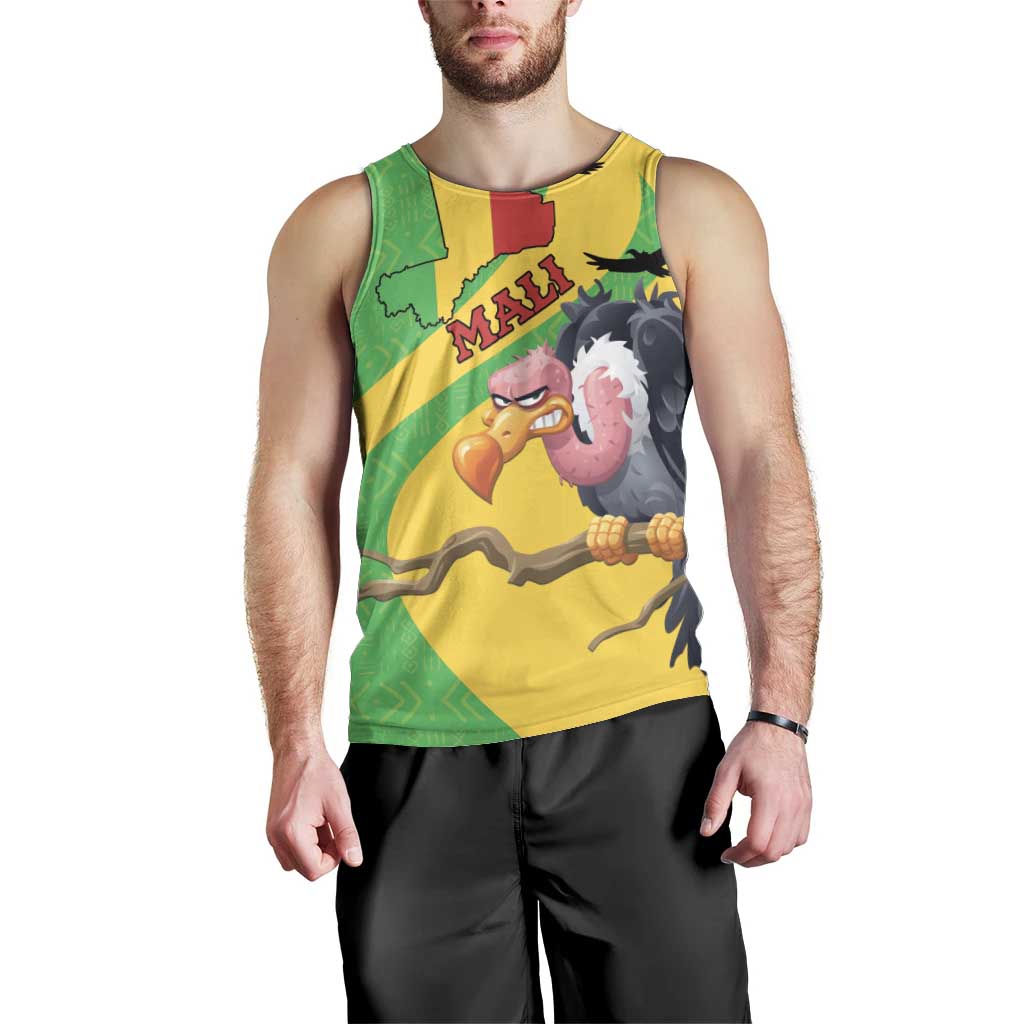 Personalised Mali Men Tank Top Vulture With Flag Map Bogolan Pattern - Wonder Print Shop