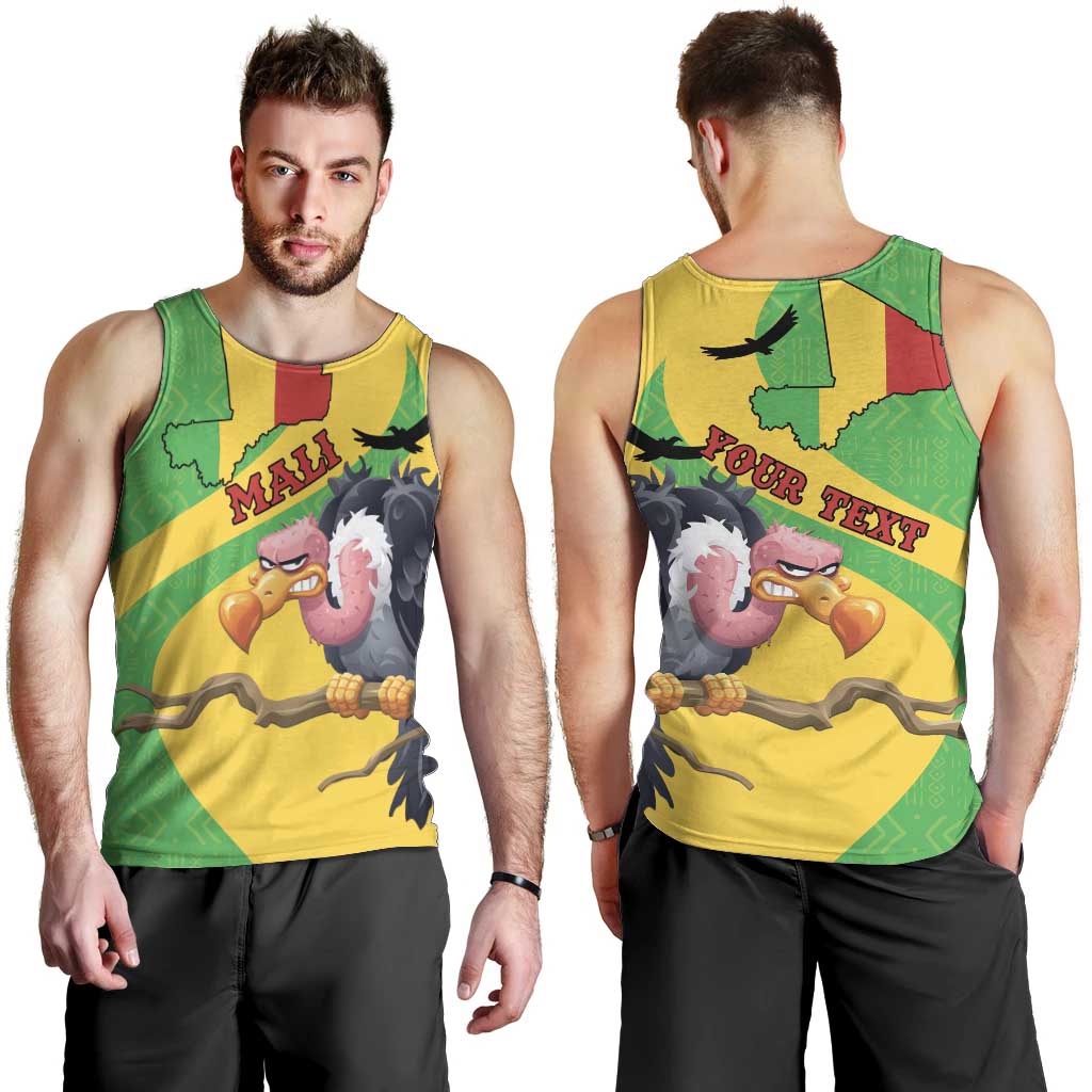 Personalised Mali Men Tank Top Vulture With Flag Map Bogolan Pattern - Wonder Print Shop