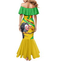 Personalised Mali Mermaid Dress Vulture With Flag Map Bogolan Pattern - Wonder Print Shop