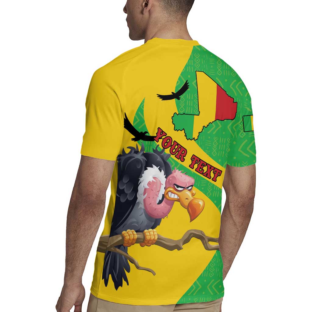 Personalised Mali Rugby Jersey Vulture With Flag Map Bogolan Pattern - Wonder Print Shop