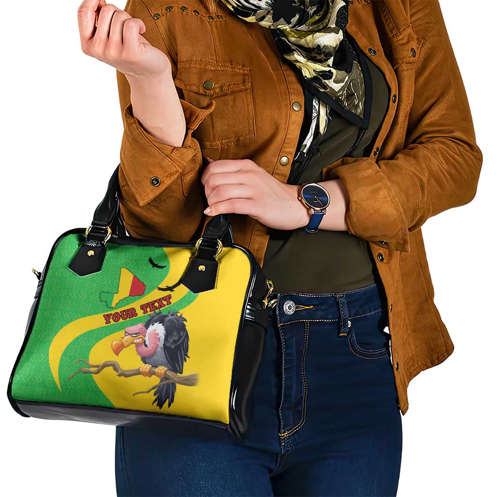 Personalised Mali Shoulder Handbag Vulture With Flag Map Bogolan Pattern - Wonder Print Shop