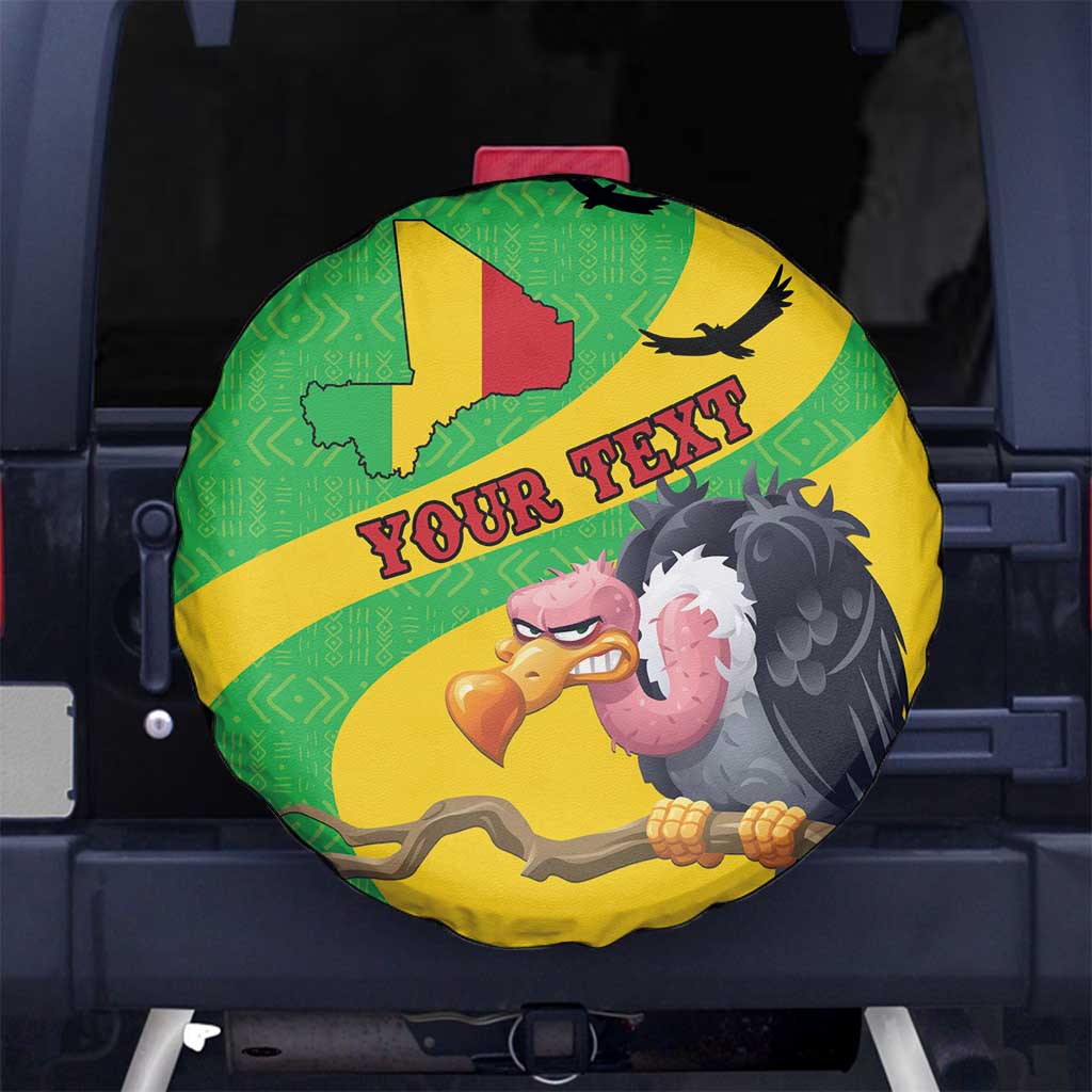 Personalised Mali Spare Tire Cover Vulture With Flag Map Bogolan Pattern - Wonder Print Shop