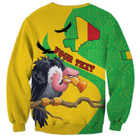 Personalised Mali Sweatshirt Vulture With Flag Map Bogolan Pattern - Wonder Print Shop
