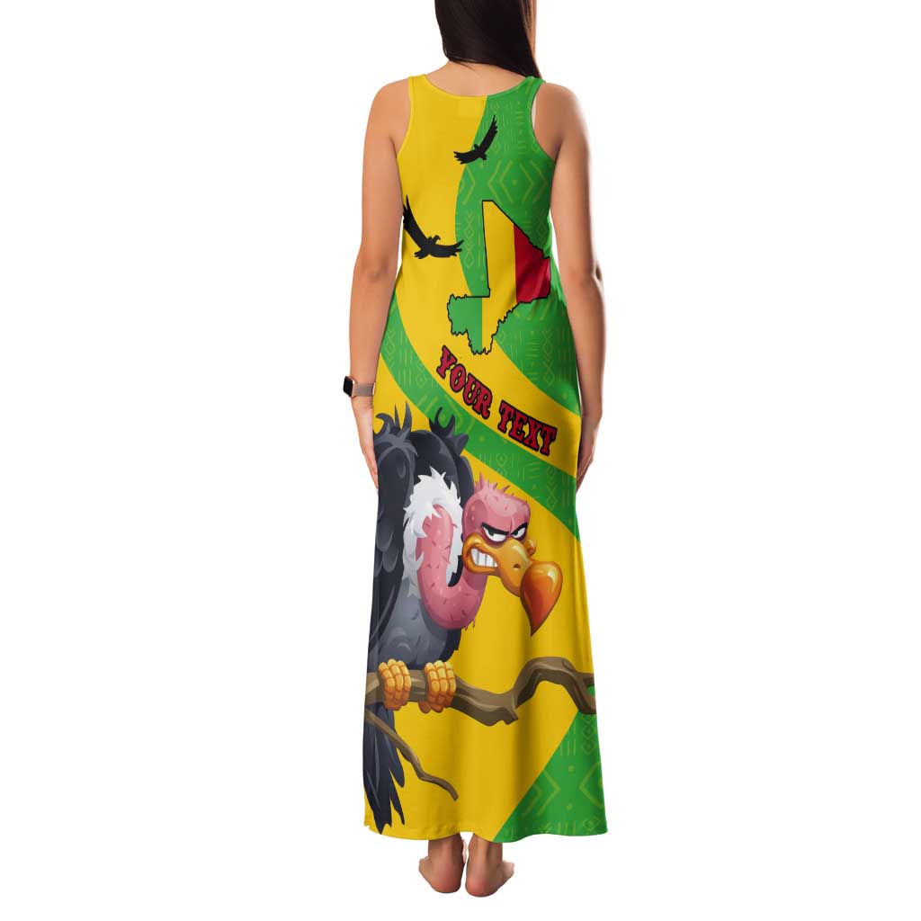 Personalised Mali Tank Maxi Dress Vulture With Flag Map Bogolan Pattern - Wonder Print Shop