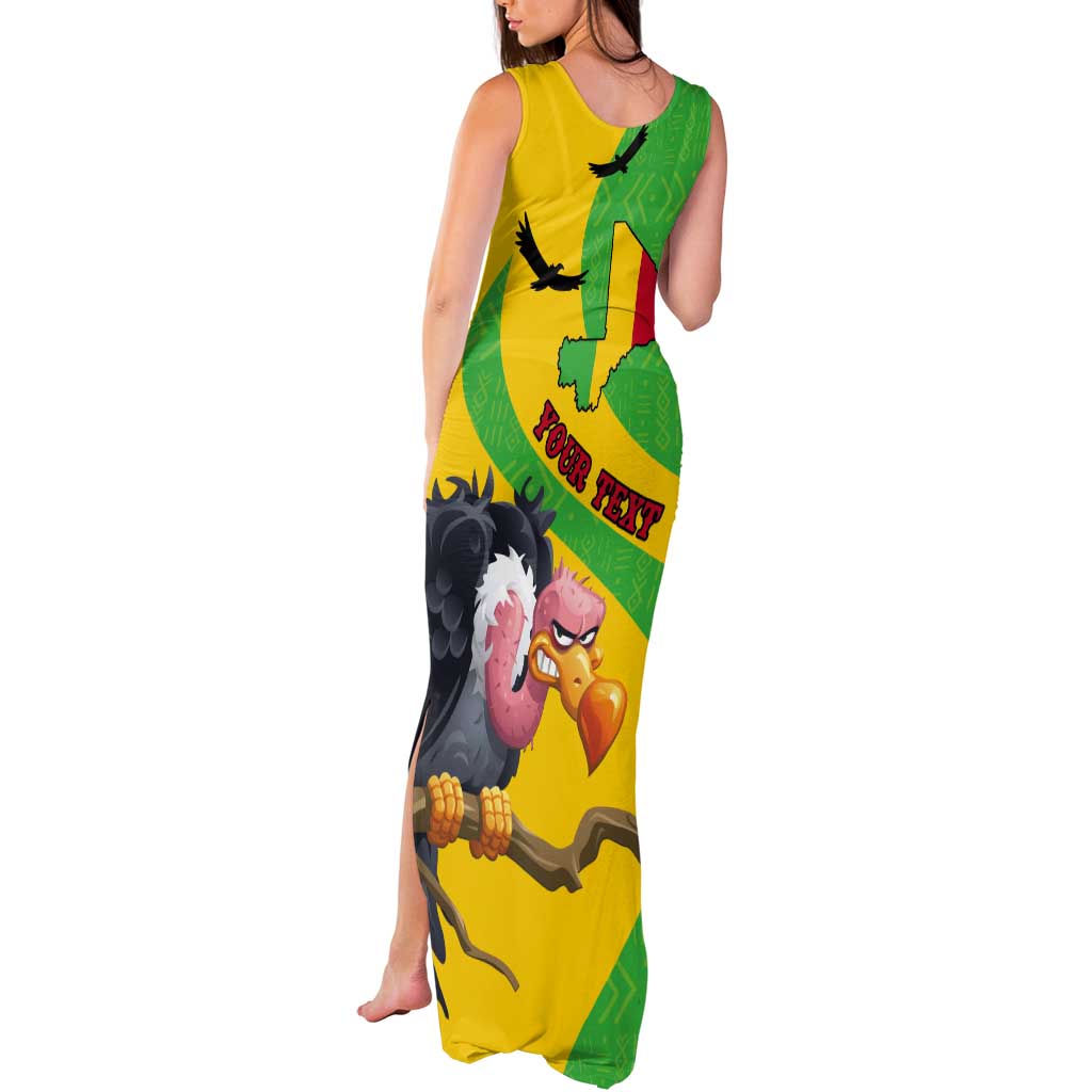 Personalised Mali Tank Maxi Dress Vulture With Flag Map Bogolan Pattern - Wonder Print Shop