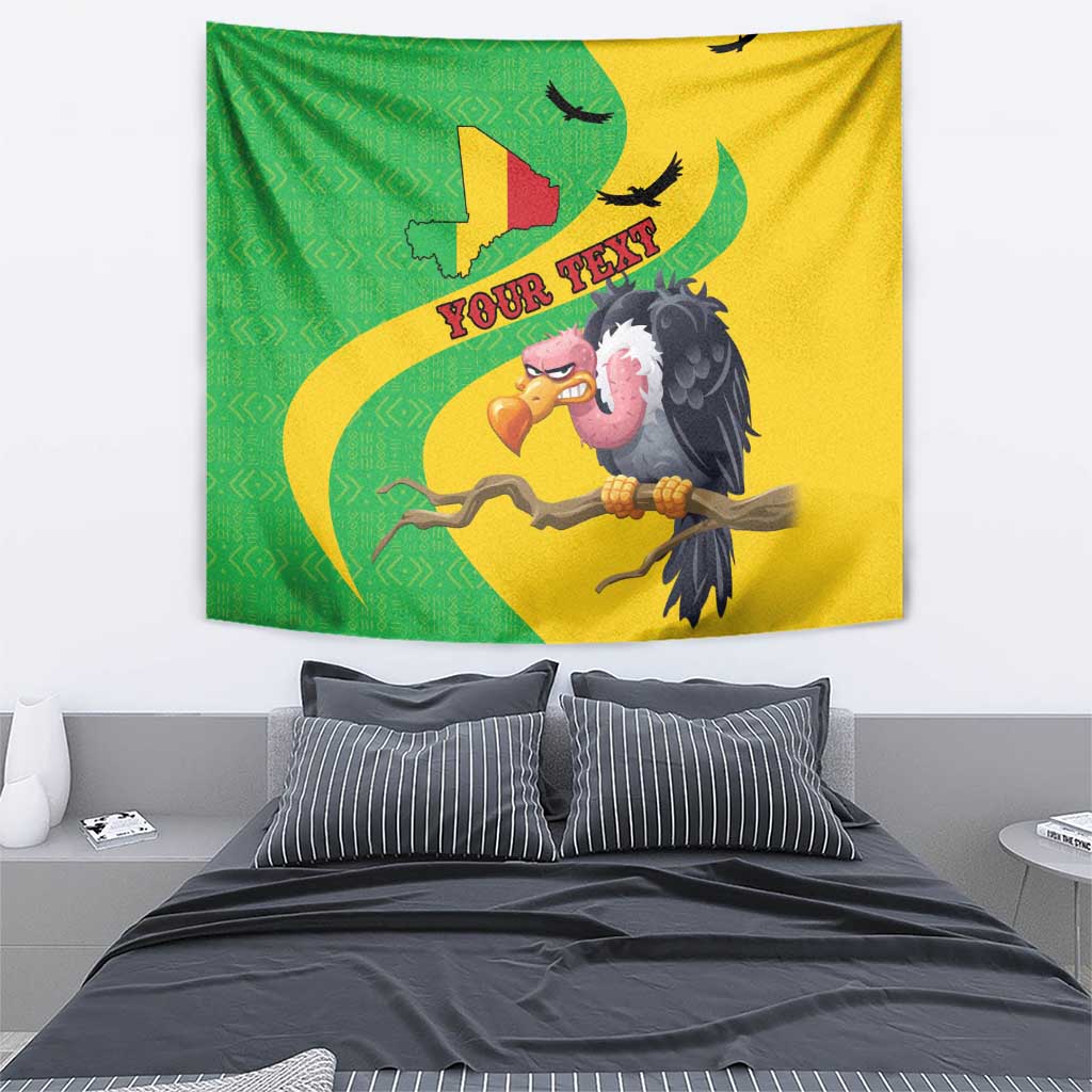 Personalised Mali Tapestry Vulture With Flag Map Bogolan Pattern - Wonder Print Shop