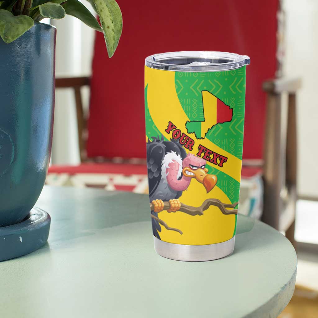 Personalised Mali Tumbler Cup Vulture With Flag Map Bogolan Pattern - Wonder Print Shop