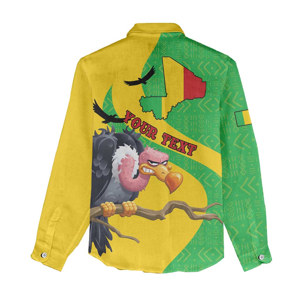 Personalised Mali Women Casual Shirt Vulture With Flag Map Bogolan Pattern - Wonder Print Shop