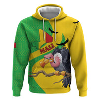 Personalised Mali Zip Hoodie Vulture With Flag Map Bogolan Pattern - Wonder Print Shop