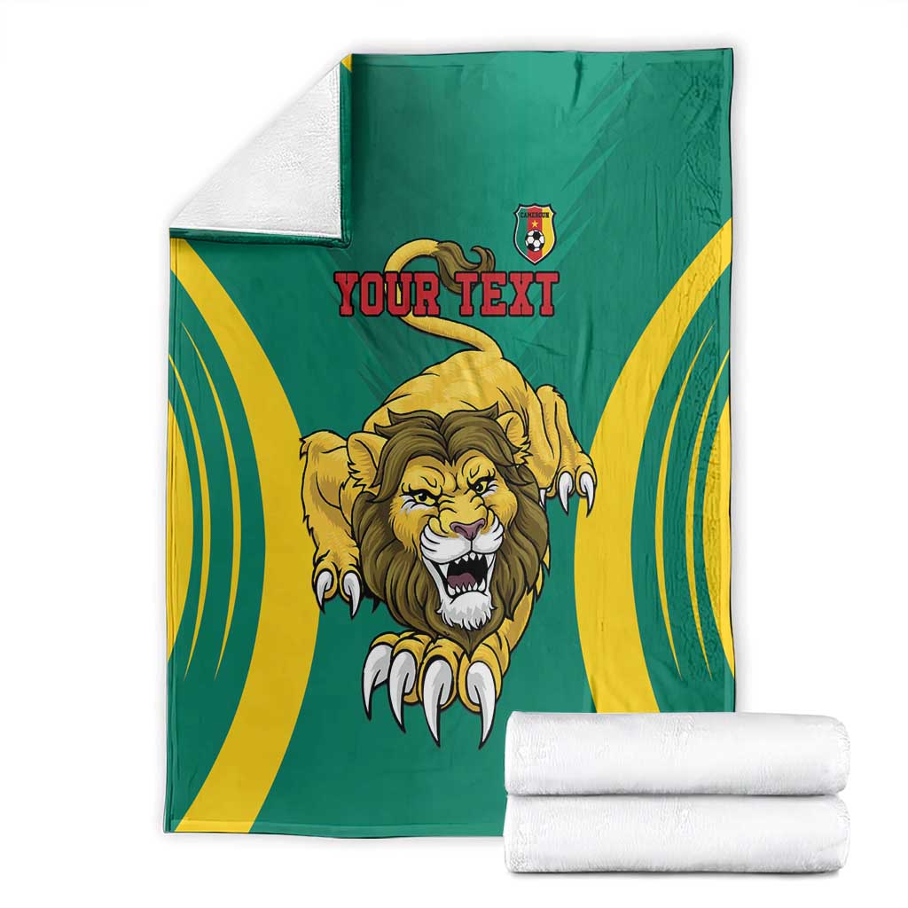 Custom Cameroon Football Blanket Go Indomitable Lions